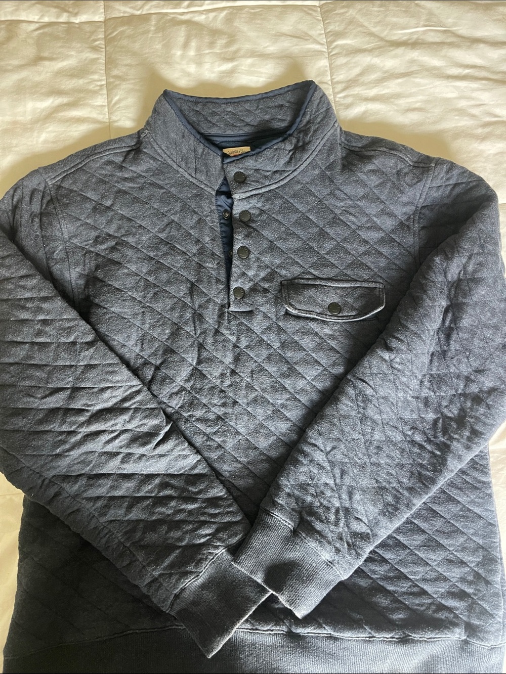 Faherty Quilted Pullover in Slate Blue